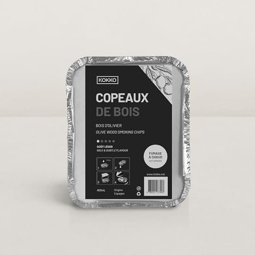 Kokko - Caja de astillas de madera para ahumado en caliente virutas de madera 100% naturales (limonero, olivo, naranjo, almendro, roble y nuez)