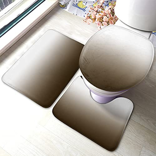 Bathroom Rug Set Of 3 Ombre Brown Gradient Soft U Shape Wc Toilet Rug Cozy Toilet Lid Cover Mat Warmer Bathroom Mat Set