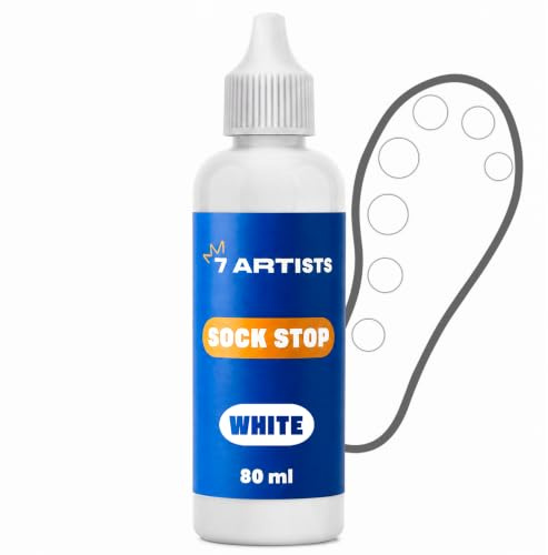 7 Artists Sock Stop Paint 80 ml – Fabric Paint White for Anti Slip Dots Socks | Sockstop Grip Paint | Sock Stop Non Slip Liquid for Dance Socks, Rubber Socks, Pet Socks, Non Slip Trainer Socks