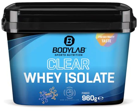 Bodylab24 Clear Whey Isolate Sour Orange Rings 960g, Eiweiß-Shake aus bis zu 96% hochwertigem Molkenprotein-Isolat, erfrischend fruchtiger Drink, Whey Protein-Pulver kann den Muskelaufbau unterstützen