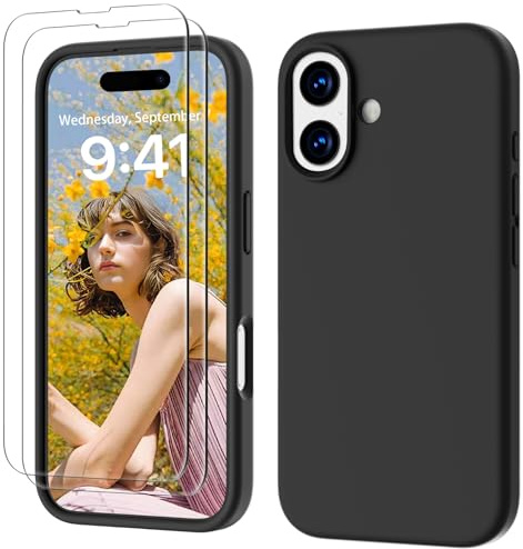 GOODVISH 3 en 1 Funda para Silicona iPhone 17 6.3, Negro