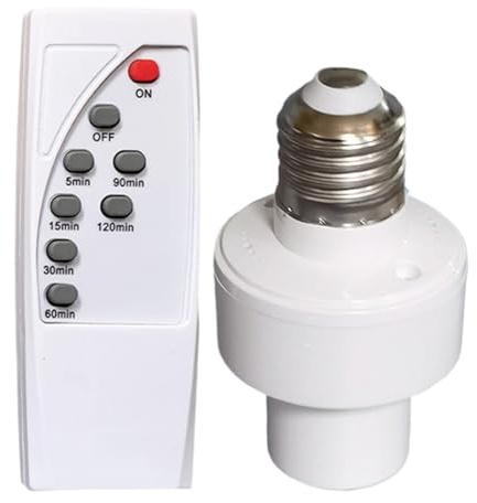 Erconsso Funksteckdose Für Lampen,E27 Fassung Mit Fernbedienung - Mit Drahtloser Timer-Funktion Für Lampenhalter In Heimautomation, Für Deckenleuchten, Und Verwendung In Kleiderschrank, Schlafzimmer,