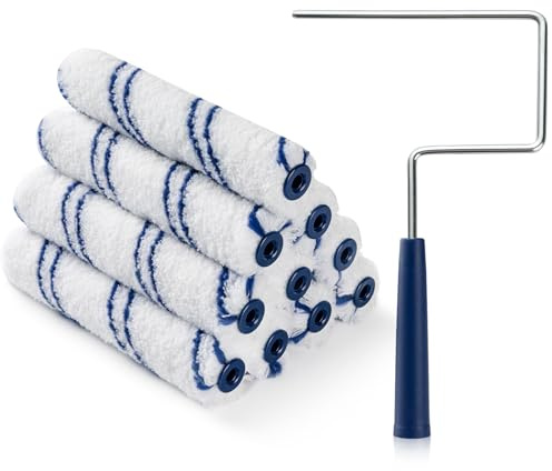 HUIROOWL 10Pcs 6 Inch Paint Rollers, Microfiber Paint Roller Covers with Roller Frame, Mini Paint Rollers for Wall House Painting, Small Paint Roller Covers for All Paints & DIY Craft Use