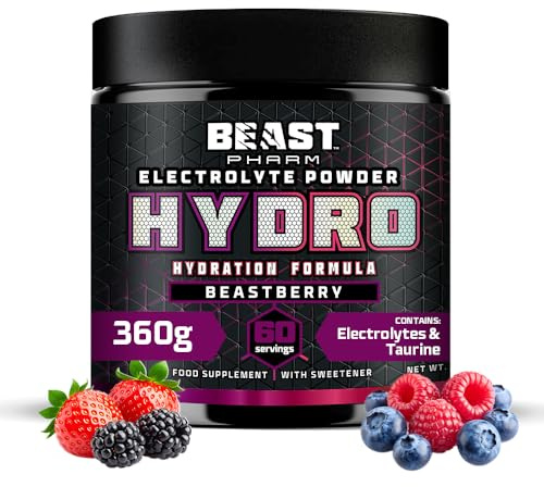 Beast Hydro Electrolytes Powder 60 Servings Keto Electrolyte Drinks for Hydration - Sugar Free with Potassium, Magnesium & More - 360g Beastberry