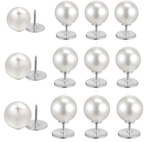 12 botones de perlas en imitación de perlas sin coser, 3 tamaños cada uno (10 mm, 12 mm, 14 mm), blanco, botón de perlas de metal y plástico, broche extraíble para camisa, blusa, cárdigan, ropa DIY