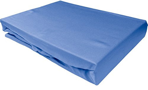 Bettwaesche-mit-Stil Mako Satin Spannbettlaken Spannlaken Spannbetttuch (120 cm x 200 cm, Matratzenhhöhe 21-30cm, Hellblau)