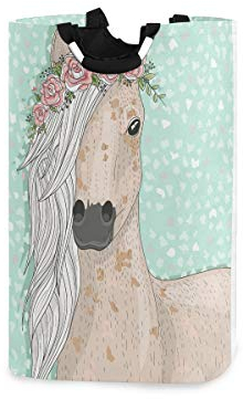 Mnsruu Panier à Linge Pliable avec poignée Motif Cheval