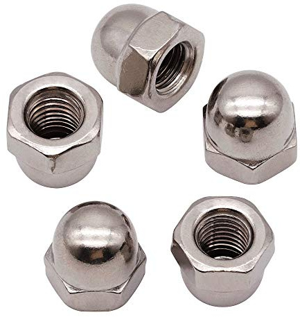 UNC #8-32 Stainless Steel Acorn Cap Nuts, 304 SS (18/8), Imperial Thread, Bright Finish, Corrosion Resistant Dome Head Cap Nut for DIY & Construction, 50-Pack
