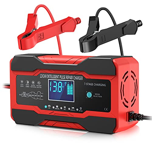 YONHAN Battery Charger 10-Amp 12V and 24V Fully-Automatic Smart Car Battery Charger, Battery Maintainer Trickle Charger, and Battery Desulfator with Temperature Compensation