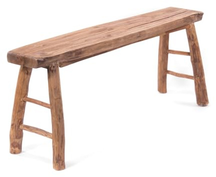 DESIGN DELIGHTS Banc en Bois Malu 120 | Teck, 120x45 cm, avec entretoises | Bois flotté Banc, Bord darbre Banc dappoint, Banc de lit, Banc de Cuisine