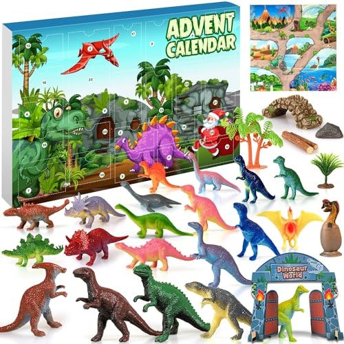 iZoeL Adventskalender 2024 Dinosaurier Kinder Jungen Dino Adventskalender 24 Dinosaurfiguren Füllung Weihnachten Geschenk kinder Jungen Mädchen 3-12 Jahre