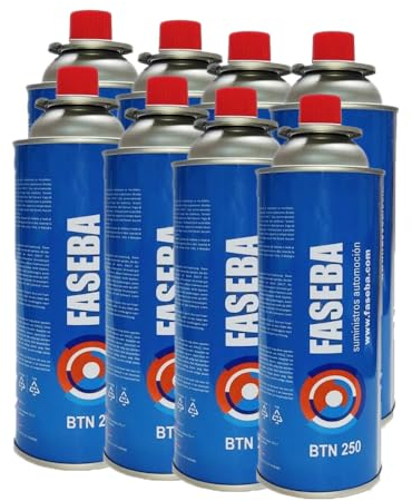 8 Unidades de Cartucho de Gas para Camping CP250 227 g con sistema de seguridad. Ideal para cocinas portátiles, sopletes, hornillos quemadores. bombona camping gas portátil, cartucho camping gas.