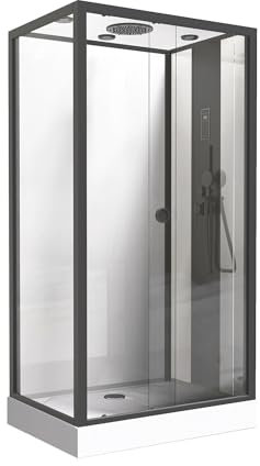 ONDÉE - Cabina de ducha hidromasaje NOGEA - Sin silicona - Negro mate - En kit - 120x70cm