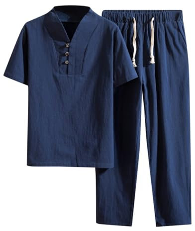 RUMAOZIA Baumwollwäsche Zen Meditation Tai Chi Uniform Männer Chinesische Traditionelle Kleidung Kung Fu Kleidung Atmungsablöser Tops Kampfkunst Set Tang Anzug Kurzarm Hosen