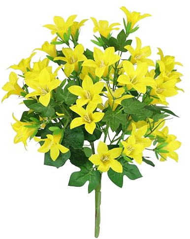 Flair Flower Mazzo di Fiori Artificiali, Campanelle, Mini Gigli, Fiori Artificiali, Fiori Decorativi, Bouquet, Bouquet, Matrimonio, casa, Decorazione da Tavolo, Giallo