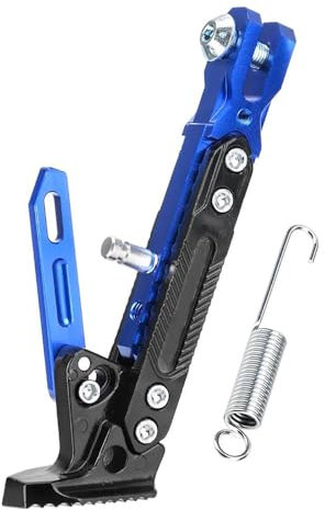 FONGKNOX Cavalletto laterale per moto, regolabile, supporto per parcheggio, in lega di alluminio CNC, poggiapiedi, supporto per parcheggio, supporto universale per moto, biciclette, scooter, blu