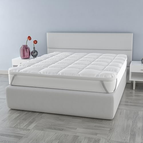 Topper “Plus” Acolchado con elástico, Blanco, 180 x 200 cm