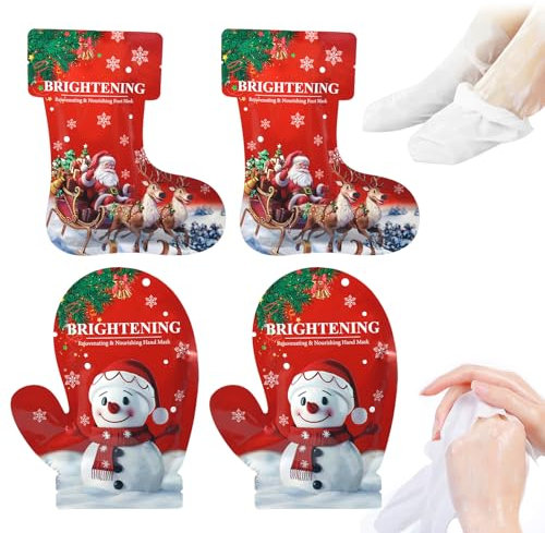2 Paia Maschera Idratante Piedi+2 Paia Maschera Mani Guanti, Maschera Esfoliante Piedi,Maschera Idratante per Mani e Piedi, Rimuove Efficacemente i Calli e Ammorbidisce le Cuticole
