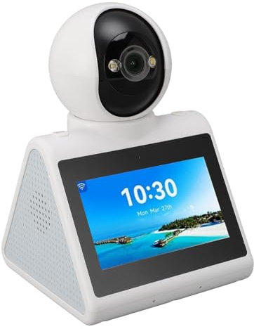 2-vägs Videosamtalskamera, 360° Pan/tilt-husdjurskamera med Telefonapp, Videosamtal med Ett Klick 2K Säkerhetskamera Inomhus, 2MP 1080P Videokamera med AI-röst, Färg Nattseende