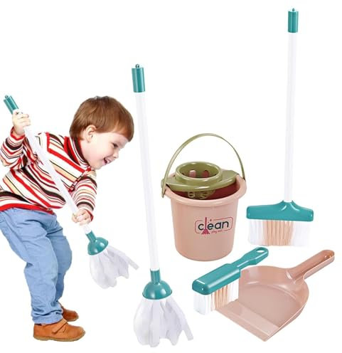 Small Children's Cleaning Set - Fiction Game Set | and Cleaning Set for Small Children, Cleaning Trolley Includes a Real Working Vacuum Cleaner, Broom, Bottle