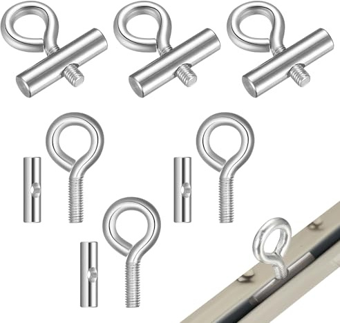 Juego de 6 topes de refuerzo de 8 a 10 mm para rieles de refuerzo, M5, accesorios para rieles de refuerzo, ganchos de acero inoxidable con ojales ribeteados para autocaravanas, toldos, caravanas y