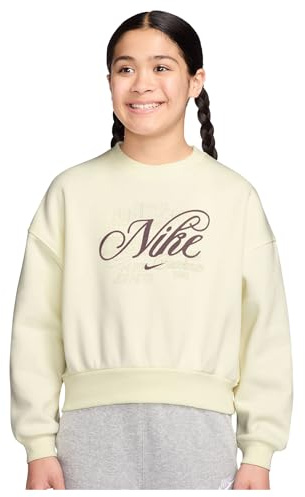 Nike Sportswear Club Fleece Sweatshirt In Kastenförmiger Passform Für Ältere Mädchen, Soft Pearl, IF1727-047, M