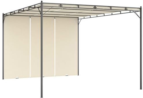 Gecheer Trädgårdspaviljong med sidogardin 4 x 3 x 2,25 m, gräddvit, trädgårdspaviljong, festtält för trädgård, strand, familjer, festivaler, grillvänner