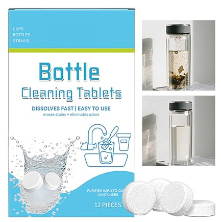 Pastiglie per la pulizia delle bottiglie, in acciaio , per la rimozione delle macchie ostinate, soluzione purificante per brocca in silicone e bicchieri di