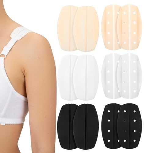 Lusofie Lot de 12 supports de bretelles de soutien-gorge en silicone antidérapant pour éviter que les bretelles de soutien-gorge ne glissent pour femme, 3 couleurs, ajustement universel