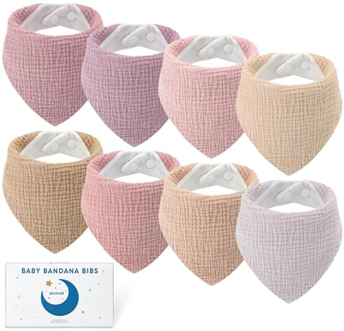 Unnivoll Bib Baby - Pañuelo triangular de muselina para niños y niñas, color rosa, naranja, albaricoque