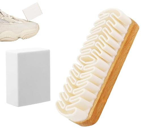 Kit Pulizia Scarpe Camoscio e Nubuck: Spazzola per Camoscio Gialla e Gomma per Camoscio Scarpe, Set Professionale per Pulizia Scarpe Scamosciate, Rimuove Macchie e Polvere per Stivali e Sneakers