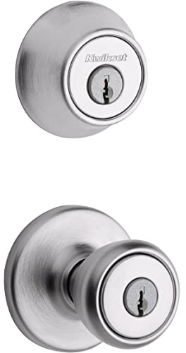 Kwikset 690 Tylo Entry Knob and Single Cylinder Deadbolt Combo 1-Pack, Satin Chrome