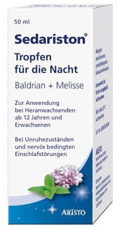 Sedariston Tropfen für die Nacht – Pflanzliche Einschlafhilfe mit Baldrian & Melisse – Beruhigung bei nervöser Unruhe – 50 ml Flüssigkeit zum Einnehmen