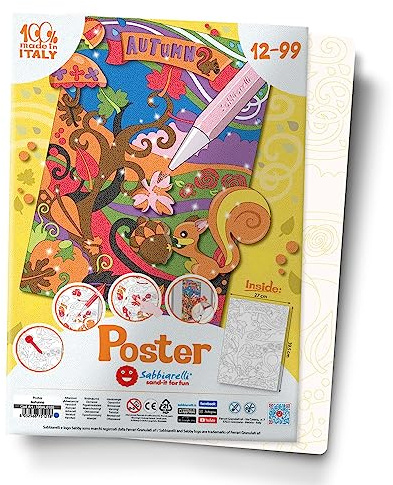 Sabbiarelli Sand-it For Fun – Poster Autunno – 1 Maxi Disegno Adesivo A3 per Sand Art | SABBIA COLORATA NON INCLUSA | Attività Manuale e Hobby Creativo per Ragazzi e Adulti 12-99 anni