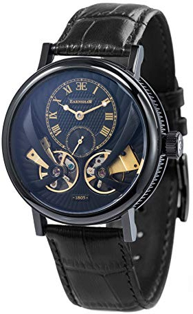 Thomas Earnshaw Beaufort Anatolia ES-8059-04 mechanische Herren-Armbanduhr mit Automatikgetriebe, schwarzes Zifferblatt mit klassischer Analoganzeige, schwarzes Lederarmband