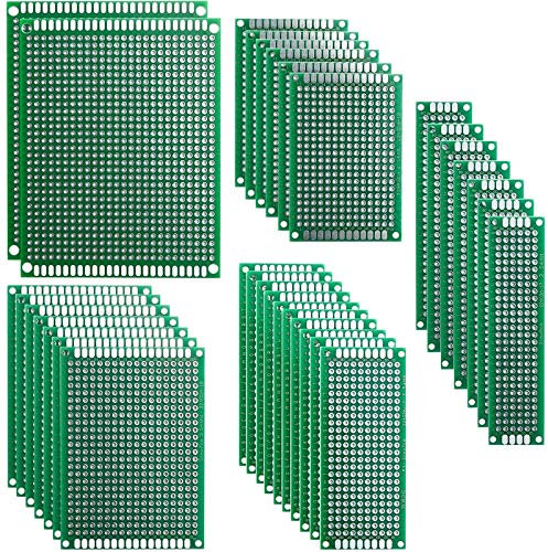ELEGOO Basetta Millefori Scheda Prototipo 32 Pezzi, Forata Doppia Lato Faccia PCB Circuito Stampato Prototype per Saldatura DIY 5 Dimensioni-2X8 3X7 4X6 5X7 7X9CM