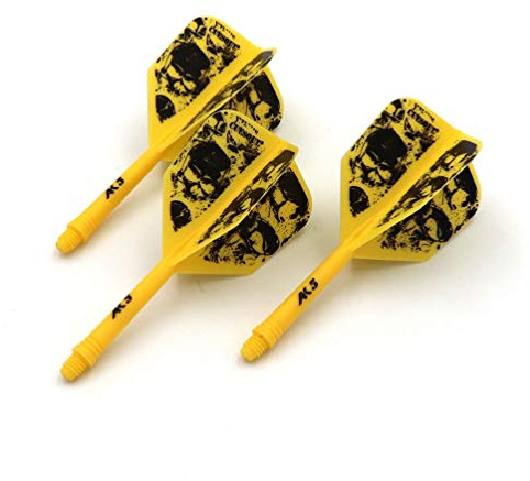 CUESOUL Rost Ejes de Dardos Integrados Personalizados Ejes y vuelos de Dardos medianos, Juego de 3 Patrones de Calavera (CSAK-5KL9-S)