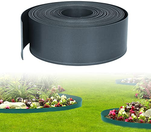LZQ Rabattkant plast, rabattkant 20 m trädgård gräskant, rabattkanter flexibla fria att böja antracit