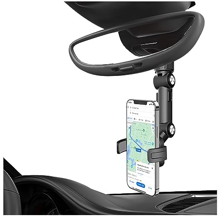 JNNJ Soporte Móvil Coche, MultifuncionalSoporte para Teléfono para Espejo Retrovisor De Coche, Soporte para Teléfono 360 Giratorio Y Retráctil, Universal Todos Los Smartphone