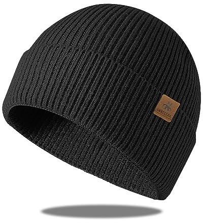 UNNESTAR Gorro de forro polar, gorro de invierno para mujer y hombre, gorro de calavera, regalo cálido, térmico y suave, Negro , Talla única