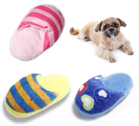 OLACD Interaktives Hundespielzeug-Set, quietschend, 3-teilig, gestreift, gefüllt, Plüsch, flexibel, Kauspielzeug für Haustiere