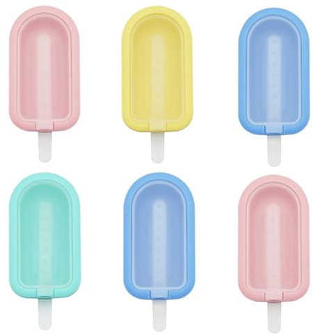 FANXIYA 6 Pack Molde Helado Silicona Reutilizable Moldes de Paleta Multicolor Popsicle Moldes Apilable Moldes para Polos sin BPA Moldes Paletas para Niños, Adultos, Postre, Chocolate (Estilo Clásico)