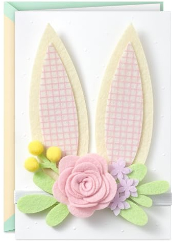 Hallmark Signature Easter Card with Bunny Ears Headband (Somebunny Loves You) for Kids, Grandchildren, Niece