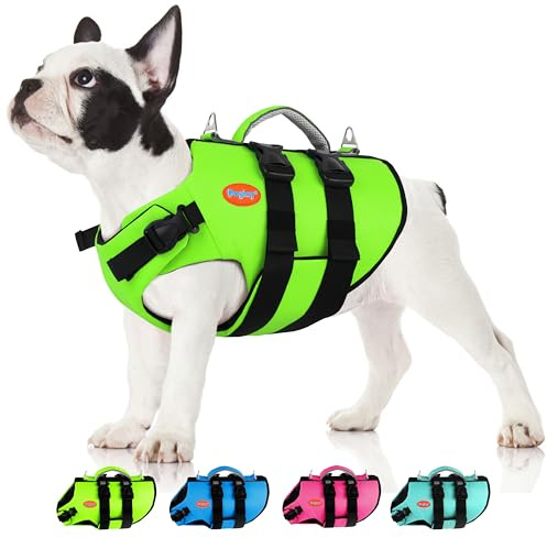 Doglay Dog Life Jacket-Ripstop Superior Buoyancy Dog Life Vest, Reflective Pet Life Preserver with Handle for Boating and Swimming, Adjustable Neoprene Safety Lifesaver for Small Medium Large Dogs