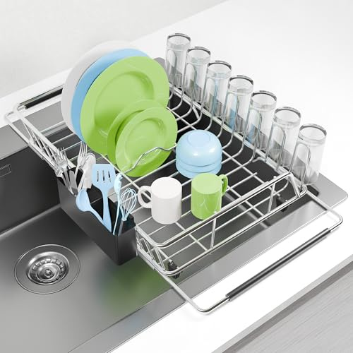 MMYNXIAO Escurreplatos sobre Fregadero Extensible (40-60) x31x12cm Acero Inoxidable 304 Escurridor de Platos para Fregadero Antideslizante Multifunción Dish Drying Rack Over The Sink