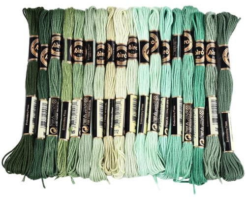 CABODYALS 18 nystan 6 strängar brokig grön broderi tandtråd gradient korsstygn tråd nålpunkt vänskapsarmband sträng garn trådar för sömnad armband göra gör-det-själv hantverk kläder virkning