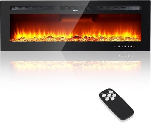 3 In 1 Electric Fireplace, 40/102cm Freestanding/Wall Mounted/Recessed Electric Fireplace with 12 Colour Flame Effect, Touch & Remote Control, 2 Heat Settings 900W - 1800W