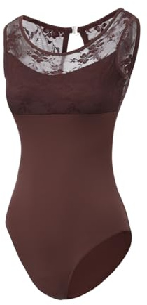 Lanbodance Women's Sleeveless Lace Leotard for Ballet Dance Costume Ballerina Gymnastics Dancewear