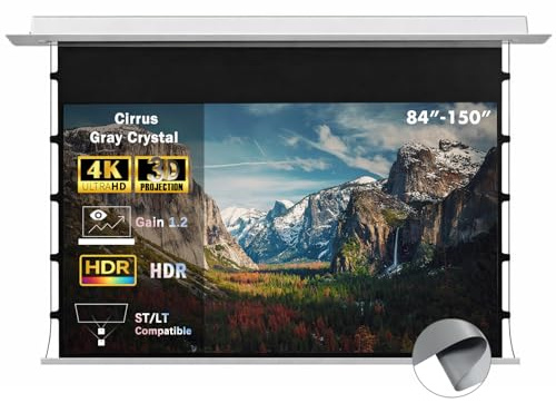 WUPRO Cirrus Pantalla de Proyección 120 Pulgadas, Empotrable Motorizada en Techo, Gray Crystal 4K y 3D Mejorado, Compatible con Proyectores ST/LT (No UST), Luz Tenue
