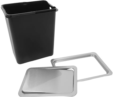 Beavorty Cubo de Basura Empotrado en Encimera Tapa Abatible y Giratoria de Acero Inoxidable, para Cocina y Baño, Juego de Tres Piezas para Organización